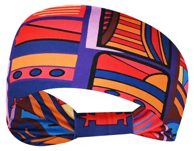 Produktbild von Breites Boho-Stirnband für Damen, dehnbar, für Sport, Yoga und Workout, geknotet, Vintage, ethnisch, afrikanisch, Haarschmuck