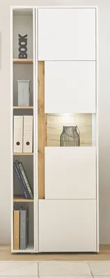 Produktbild von Aktenschrank Set Center in weiß und Wotan Eiche Vitrine und Regal Homeoffice