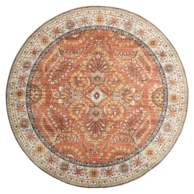 Produktbild von Vintage Gartenteppich Rund - Santo Flora Terrakotta