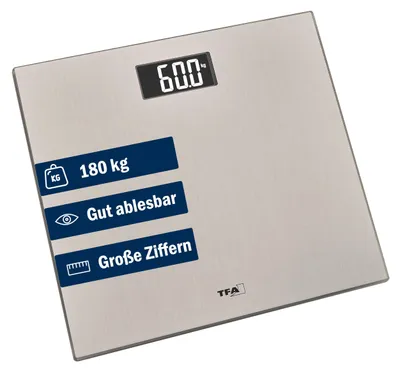 Produktbild von TFA-Dostmann 50.1016.54, Elektronische Personenwaage, 150 kg, 100 g, Grau, 5 kg, Quadratisch
