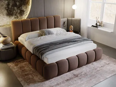 Obrázok produktu pre GrainGold čalúnená posteľ Cloud 120x200 cm – posteľ 120x200, čalúnená posteľ s úložným priestorom a roštom – hnedá (Monolith 09)