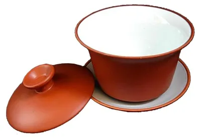 Yixing Teetasse 150 ml, Kungfu, weiße Glasur, rot