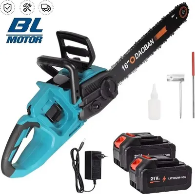 Image de Tronçonneuse électrique, moteur sans balais, pompe à huile automatique, 2 batteries de 6,0 Ah