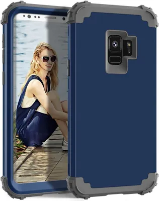 Produktbild von Galaxy S9 Hülle, LaimTop Heavy Duty 3 in 1 Hybrid Hart PC Flexibel TPU Silikon Stossfest Kratzfest Tasche Schutzhülle für Samsung Galaxy S9 Navy blau