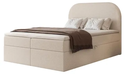 Obrázek produktu pro Postel s pružinovým roštem FUZZI 120x200 s úložným prostorem a matrací Bonell, béžová ženilka