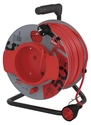 Prodlužovací kabel na bubnu 50 m / 1 zásuvka / červený / PVC / 230 V / 1,5 mm2
