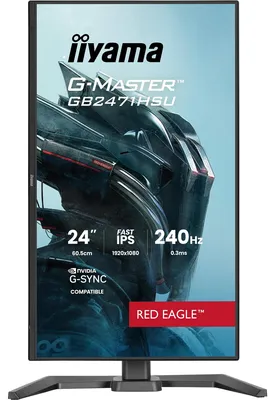 Produktbild von 24" Fast IPS Gaming, G-Master Red Eagle, FreeSync Premium / G-Sync Compatible, 1920x1080@240Hz, 350cd/m², 2x HDMI, DisplayPort, 0.4ms (MPRT), Speakers, USB HUB (1x3.2 1xC), Black Tuner, 15cm Height Adj. Stand