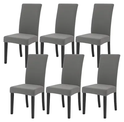 Stuhlbezüge 6er-Set, dehnbar, hellgrau, waschbar