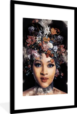Produktbild von MuchoWow® MuchoWow® Gerahmtes Poster Blumen - Farbe - Frauen 60x90 cm - Poster mit zchwarzem Bilderrahmen - Dekoration - Wandposter Wohnzimmer - Hochwertig