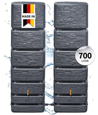 Productafbeelding van 4rain SLIM STONE DECOR wandtank SET 700 L, graphite grey, 2x Slim 350L, incl. koppelstuk, AI-gegenereerde afbeelding