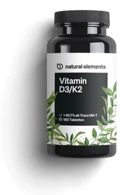 Produktbild von Vitamin D3/K2 - 5000 I.E. Tabletten - 180 Tabletten_für 12 Monate