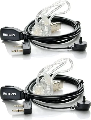 Produktbild von Retevis Funkgerät Headset 2 Pin Kompatibel mit Walkie Talkie Retevis RT24 Plus RT622 RT27 BF UV-5R Plus BF-888S BF-88E Kenwood Sicherheits-Headset Kopfhörer Ohrhörer (2 Stück)