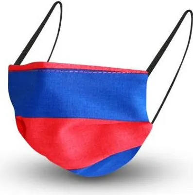 Produktbild von Design Maske aus Baumwolle mit em Innenvlies - Rot-Blau waagerecht - 15456 + Gratiszugabe