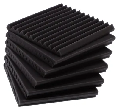 Produktbild von 12 Stück Akustikschaumstoffplatten, feuerfest, schallabsorbierend, für KTV-Aufnahmestudios, 30 x 30 x 2,5 cm, Schwarz