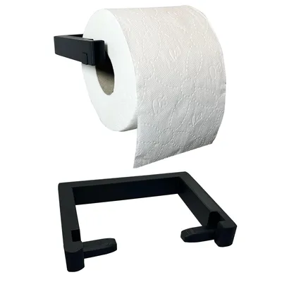 Productafbeelding van Toiletrolhouder - Zwart - Hangend - Makkelijk Verwisselen - Toiletrolhouder Zonder Boren