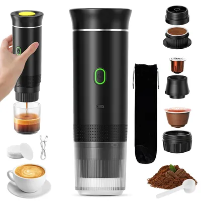 Tragbare Kaffeemaschine 3-in-1, 12 V, für Kapseln & Pulver