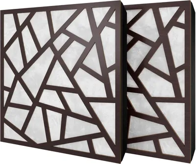 Productafbeelding van Set van 6 akoestische panelen SKYROSS, fluweel, 50x50x5 cm, wengé/wit – inclusief montageset