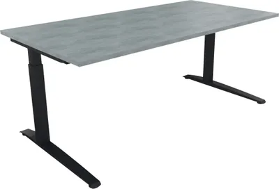 Produktbild von Schreibtisch Kufe Einzels. Quadrat B1800xT900xH650-850 an/Beton hell