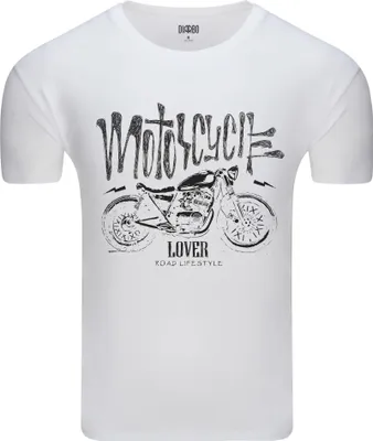 Produktbild von Diarbo Herren T-Shirt mit Motorliebhaber Druck Motorradliebhaber Weiß Gr.L