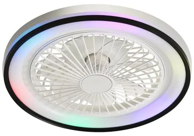 Produktbild von AIORBER 19 Zoll Deckenventilator mit Licht RGB dimmbar Fernbedienung leise DC Motor flach Timer Schlafzimmer modern Weiß