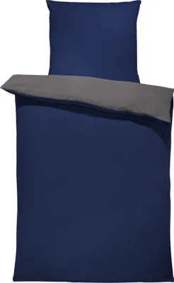 Produktbild von 4 teilig Wendebettwäsche 155x220 cm blau anthrazit Unifarben Wende Mikrofaser