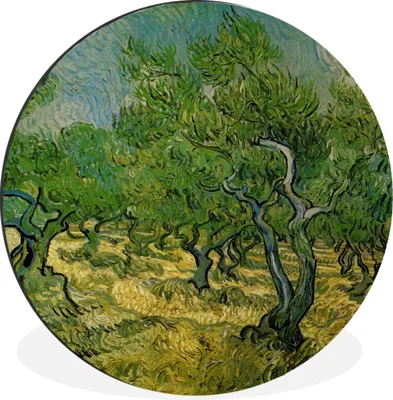Produktbild von MuchoWow® Aluminium Wandkreis Olivenhain - Vincent van Gogh Ø 90 cm Wanddeko Modern Wohnzimmer - Mauerkreis - Wandbilder - Runde Bild - Bild aus Aluminium - Schlafzimmer - Wohnzimmerdekoration - Wand Dekoration