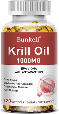 Produktbild von Antarctic Krill Oil 1000mg (120 Kapseln) Nahrungsergänzungsmittel, Herz, Haut, Gelenke, Gehirn