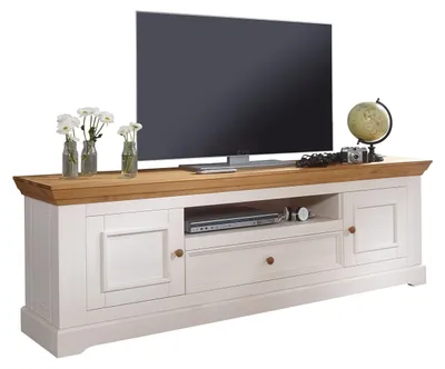 Produktbild von Woodroom Lowboard Oslo in Kiefer massiv weiß TV-Schrank TV-Kommode (BxHxT 189x63x42 cm)