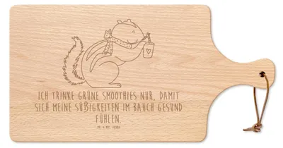 Produktbild von Mr. & Mrs. Panda Frühstücksbrett Eichhörnchen Smoothie - Transparent - Geschenk, Green Smoothies, Streifenhörnchen, Lustige Sprüche, schneidebrettchen, Holzbrett, Diät