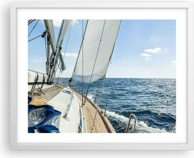 Produktbild von Gerahmtes Poster - Weißer Rahmen - Meer Kreuzfahrt Segel - 50x40 cm - Wand Bild - Wanddeko - Wandbilder - Kunstposter - Wandposter - Bilderrahmen - Bilder - Kunstdruck - Wandbild - P2WAA50x40-3647
