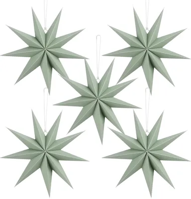 Produktbild von 5 Stš¹ck Papiersterne Weihnachten Salbeigrš¹n 30cm 9 Zacken Papiersterne Faltsterne Aufh?ngen Weihnachtsdekoration fš¹r Weihnachtsdeko Tischdeko Zimmer Hochzeit