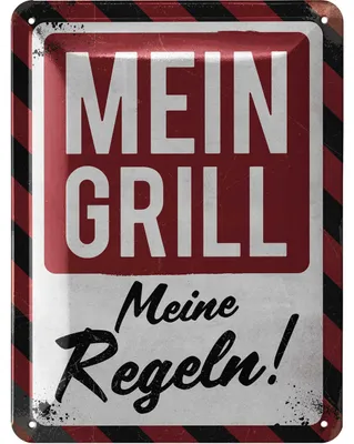 Produktbild von LANOLU retro Blechschilder Grillen, Mein Grill meine Regeln, BBQ Grill Retro Deko, Grillplatz Schild Garten, Geschenk Papas Grillecke Schild