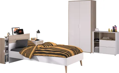 Produktbild von Jugendzimmer Aalborg 5-tlg. - Weiß / Eiche