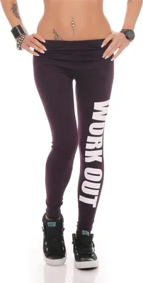 Produktbild von Damen Sport Leggings Baumwolle Stretch Slim Fit  EU Pflaume S/36