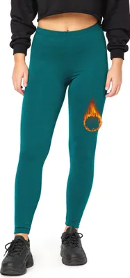 Image de Leggings thermiques doublés Bellivalini pour femmes, pour l'hiver et l'après-ski, BLV50-320 (vert émeraude, M)