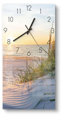 Produktbild von DEQORI Glasuhr 30x60 cm Zahlen 'Abendsonne an der Ostsee' Wanduhr Glas Uhr Design leise
