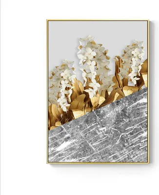 Produktbild von TPFLiving Kunstdruck LW-45 (OHNE RAHMEN) Poster - Leinwand - Wandbild - Hochauflösender Giclée-Druck, langlebig und hochwertig - Nordic Art - Goldene Blätter -   - Größe: 30x40cm