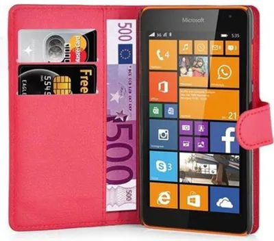 Produktbild von Cadorabo Hülle für Nokia Lumia 535 Schutz Hülle in Rot Handyhülle Etui Case Cover Magnetverschluss