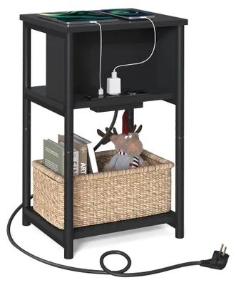 Image de VASAGLE, table d'appoint, table de chevet avec multiprise