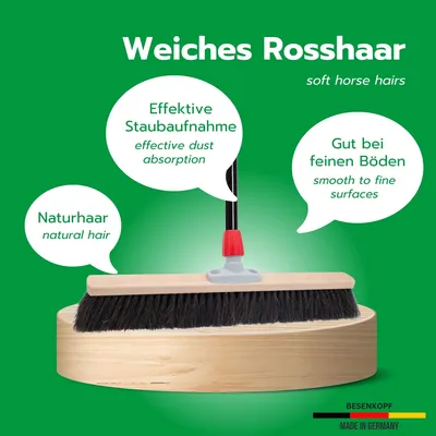 Produktbild von Novaliv 2x Saalbesen 50 cm mit Stiel Borsten Rosshaarbesen besen fein Ideal als Werkstattbesen mit Stiel Hallenbesen Industriebesen Hausbesen Kehrbesen Zimmerbesen Haarbesen Stubenbesen Besen weich