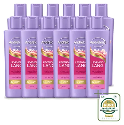 Productafbeelding van 12 x Andrélon Shampoo Levendig Lang - 250 ml - Voorraadverpakking - 12 stuks