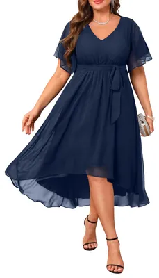 Produktbild von Talisea Kleid in Übergröße, für Hochzeitsgäste – formelles Cocktailkleid, Chiffo