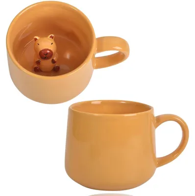 Image de Tasse en céramique 3D en forme de capybara, contenance 250 ml, avec un animal caché