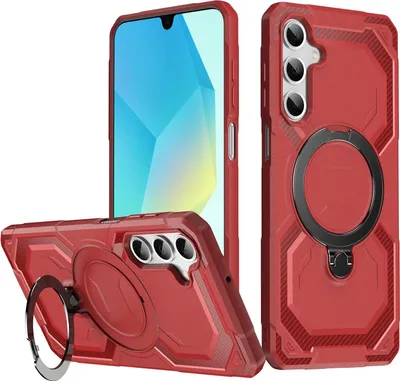 Image de Étui MagSafe pour Samsung Galaxy A17/A16/A26 - Coque arrière Phonesta IronLock avec anneau - Rouge