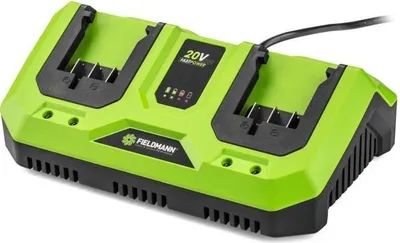 Obrázek produktu pro Dvojitá nabíječka, FIELDMANN, pro 20V akumulátory, nabije 2Ah za 60 minut, kompatibilní s 2Ah a 4Ah akumulátory