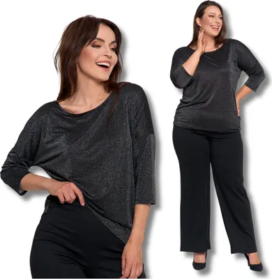 Obrázek produktu pro Elegantní Dámská Blůza Lesklá Módní Rukáv 3/4 Volná Košile Moraj Xl