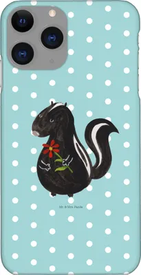 Produktbild von Mr. & Mrs. Panda Iphone 11 Pro Handyhülle Stinktier Blume - Türkis Pastell - Geschenk, Skunk, Wildtier, Premium Kunststoff, Handy Case, Träume, Stinki, Raubtier