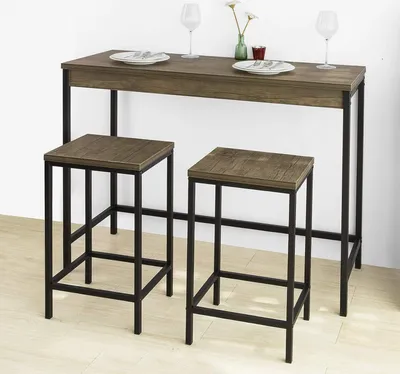 Image de SoBuy Ensemble de 3 tables de bar Table de bar avec 2 tabourets MDF