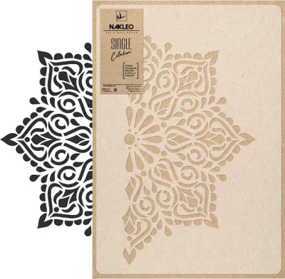 Produktbild von Mandala Große Malschablonen Durchmesser 59 cm, Hindu Quadratisches Mandala Geometrisches Ornament, Wiederverwendbare Kunststoff Wandschablone DIY