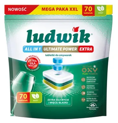 Zdjęcie produktu dla Ludwik tabletki do zmywarek all in 1 Ultimate Power extra 70 szt. mint